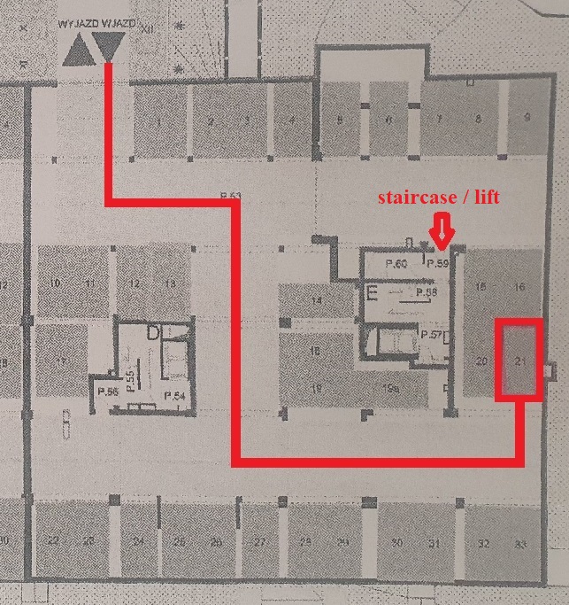 Parking space map in the underground garage